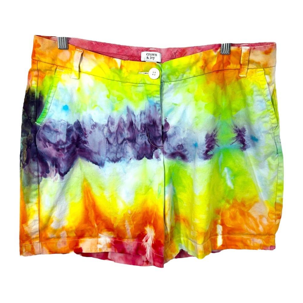 Crown & Ivy Size 12 Shorts‎ Handmade Tie Dye Caroline 7 Inch Mid Rise Pride 609
